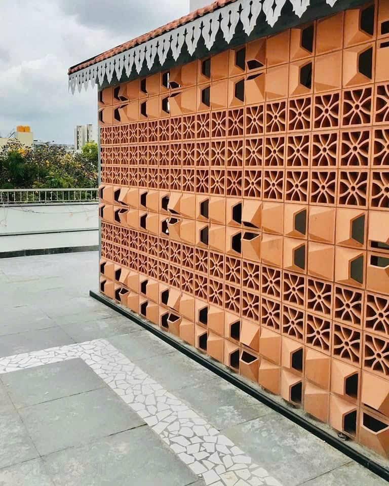 Gạch bông gió đỏ đất nung Bánh ú 3 Hình ảnh viên gạch bông gió đất nung bánh ú