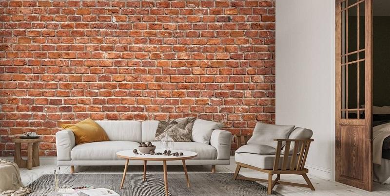 Gạch ốp tường giả cổ trang trí phòng khách Gạch ốp tường giả cổ trang trí phòng khách