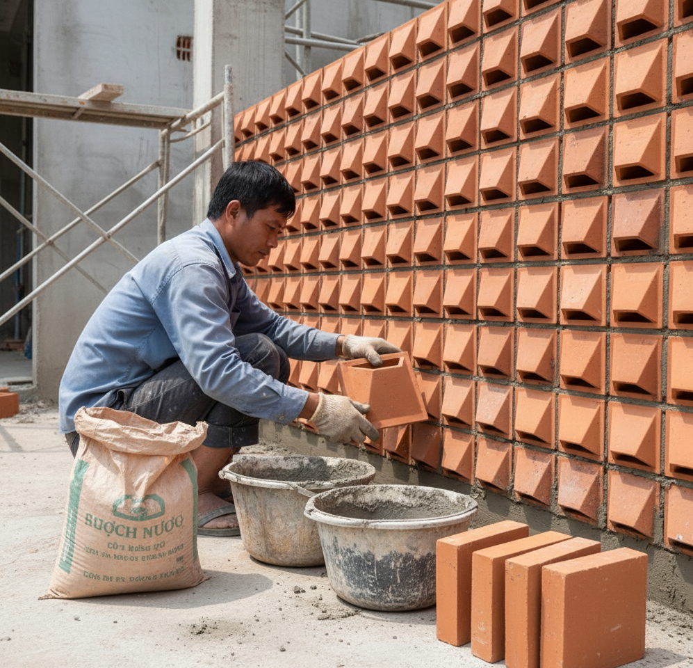Lưu ý khi thi công gạch thông gió bánh ú Lưu ý khi thi công gạch thông gió bánh ú