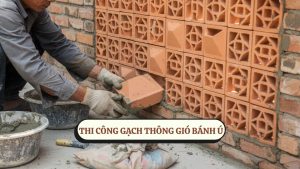 Thi công gạch thông gió bánh ú