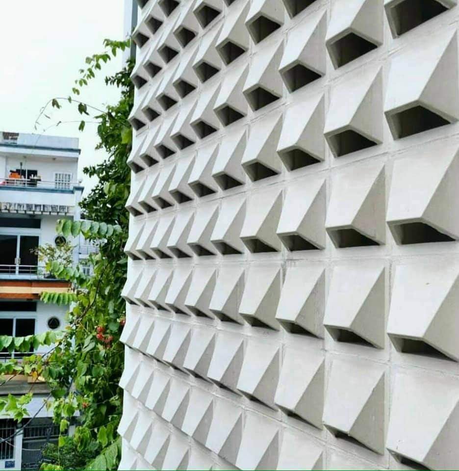 Tường mặt tiền gạch thông gió xi măng đẹp Tường mặt tiền gạch thông gió xi măng đẹp